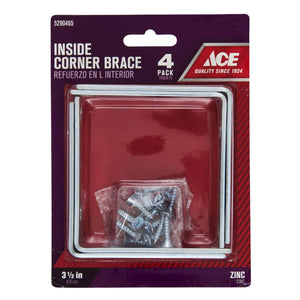 Ace 3-1/2 in. H X 4.75 in. W X 3-1/2 in. D Zinc Inside L Corner Brace