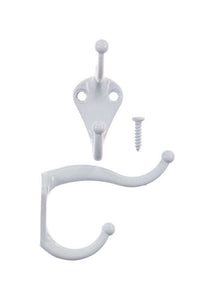 Ace 3 in. L White White Metal Small Coat and Hat Hook 2 pk