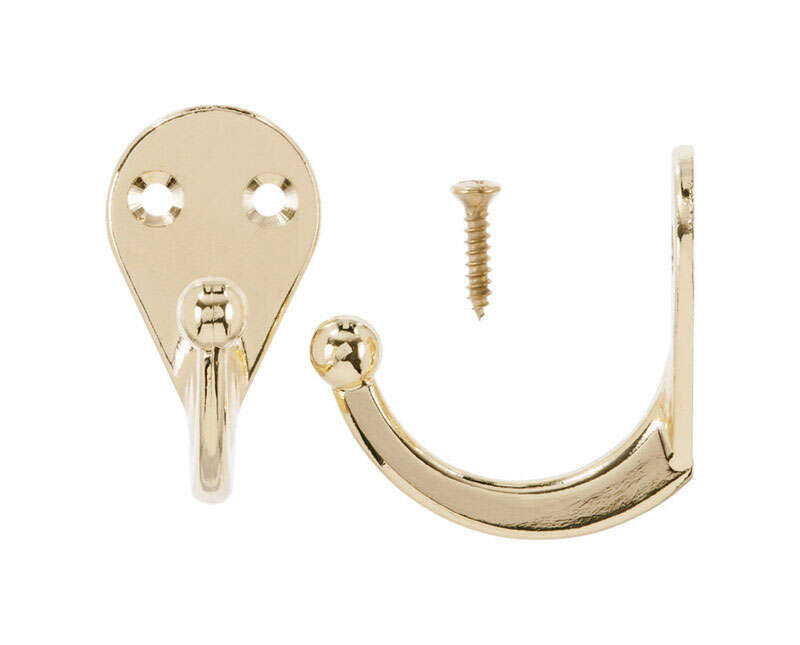 Ace Ives Small Bright Brass Brass 1-3/16 in. L Double Garment Hook