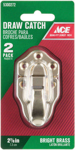 Ace Bright Brass Decorative Drawer Catch 2.87 in. 2 pk