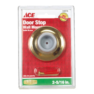 Ace 2-5/16 in. W Solid Brass Gold Wall Door Stop Mounts to door and wall