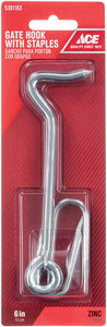 Ace 0.44 in. L Zinc Wire Staple Gate Hook 1 pk