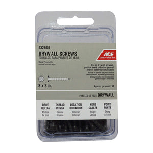 Ace No. 8 wire X 3 in. L Phillips Drywall Screws 50 pk