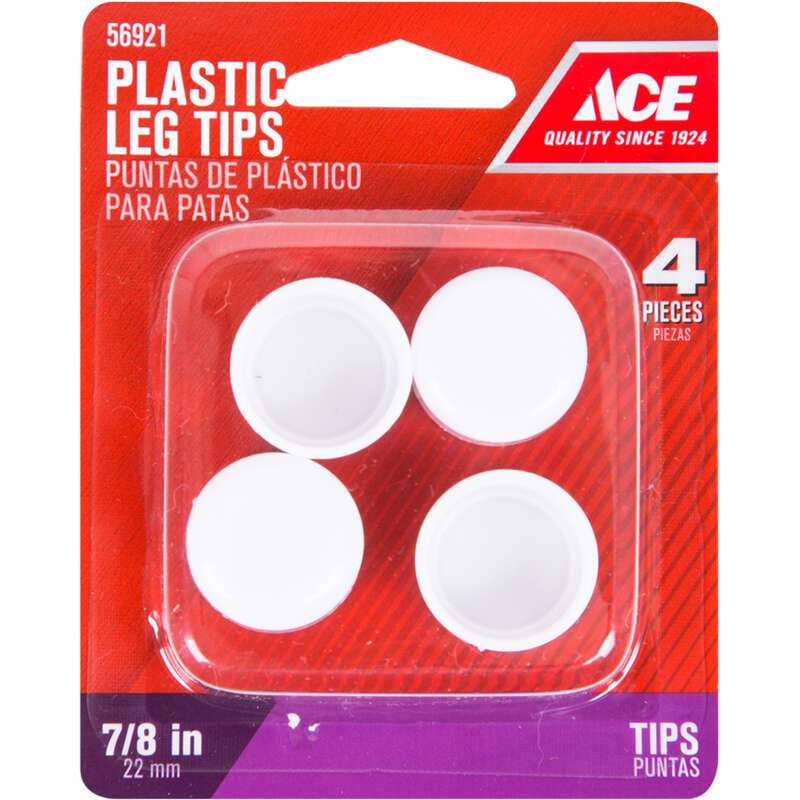 Plastic Leg Tips Ace Plastic Leg Tip White Round 7/8 in. W 4 pk – Hi-Pro Ace Supercentre