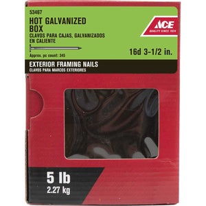 Ace 16D 3-1/2 in. L Box Hot-Dipped Galvanized Steel Nail Thin Shank Flat 5 lb.