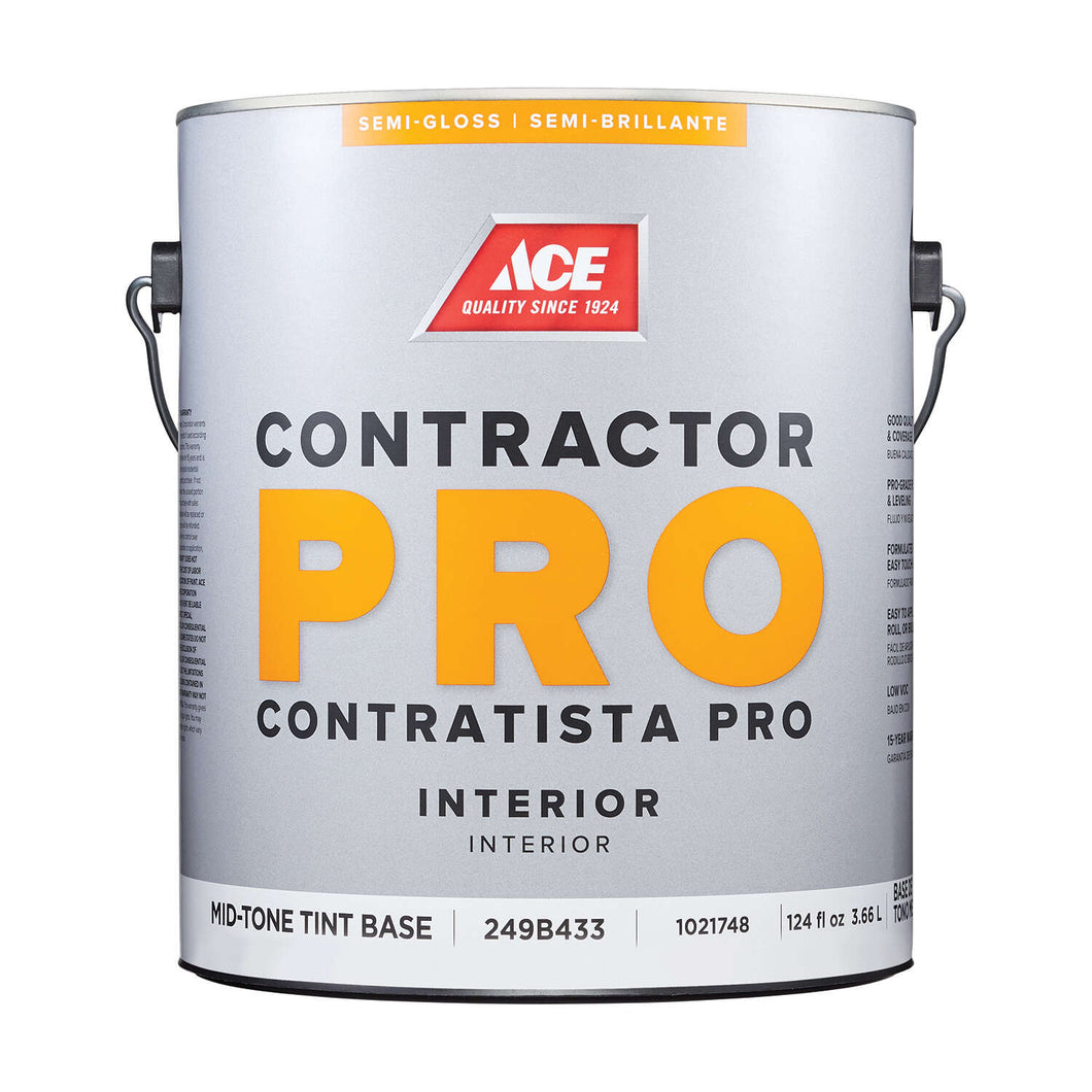 Ace Contractor Pro Semi-Gloss Tint Base Mid-Tone Base Paint Interior 1 gal