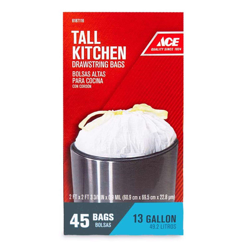 Ace 13 gal Tall Kitchen Bags Drawstring 45 pk