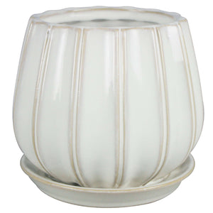 Trendspot Contour 7.28 in. H X 7.99 in. W X 7.99 in. D X 8 in. D Ceramic Planter White