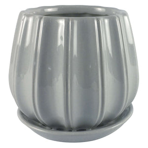 Trendspot Contour 6 in. D Ceramic Planter Gray