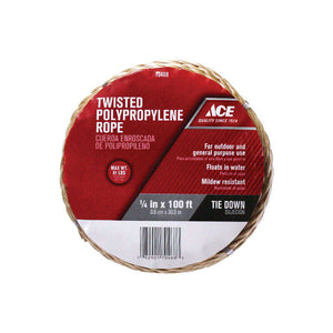 Ace 1/4 in. D X 100 ft. L Brown Twisted Poly Rope