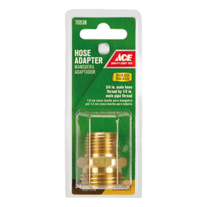 Ace 3/4 in. MHT x 1/2 in. MPT in. Brass Threaded Double Male Hose Adapter