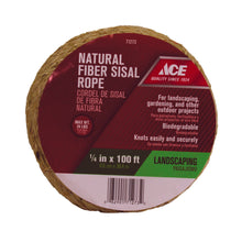 Load image into Gallery viewer, Ace 1/4 in. D X 100 ft. L Brown Twisted Sisal Rope