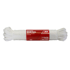 Ace 1/4 in. D X 100 ft. L White Solid Braided Nylon Rope