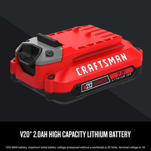 Craftsman 20V MAX 20 V 2 Ah Lithium-Ion Starter Kit 3 pc