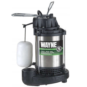 Wayne 1/3 HP (horsepower) 4600 gph Stainless Steel Vertical Float Switch AC Top Submersible Sump Pum