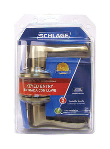 Schlage Flair Satin Nickel Entry Lockset ANSI Grade 2 1-3/4 in.