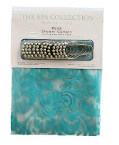 PRINTED PEVA SHOWER CURTAIN WITH ROLLER HOOKS