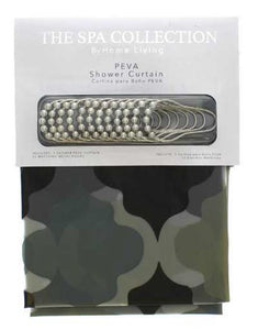 PRINTED PEVA SHOWER CURTAIN WITH ROLLER HOOKS