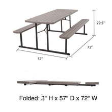 Load image into Gallery viewer, Cosco Plastic Brown 72 in. Rectangle Foldable Picnic Table