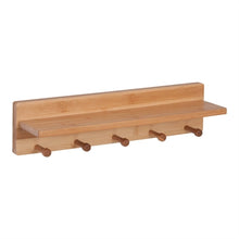 Load image into Gallery viewer, HoneyCanDo Bamboo Wall Shelf with 5 Pegs, One Size