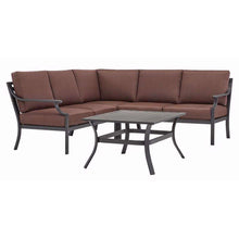 Load image into Gallery viewer, Living Accents Wilshire 4 pc Black Steel Deep Seating Sectional Brown