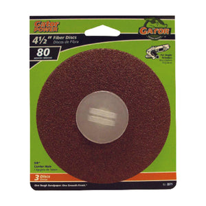 Gator 4.5 in. Aluminum Oxide Center Mount Fiber Disc 80 Grit Medium 3 pk