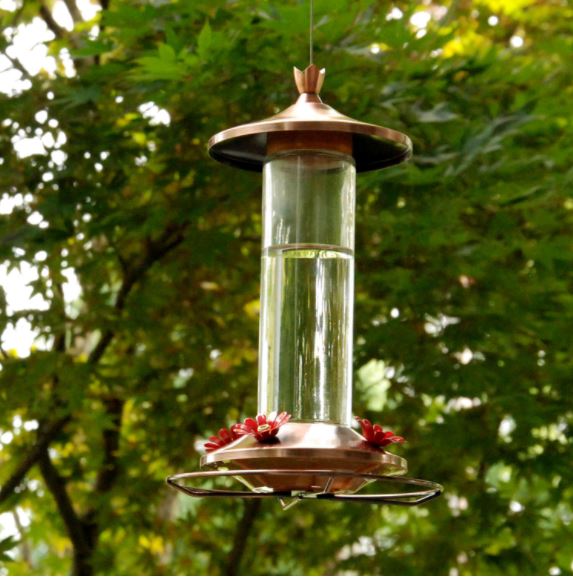 Perky-Pet Hummingbird 12 oz Copper/Glass Nectar Feeder 4 ports