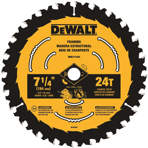 DeWalt 7-1/4 in. D X 5/8 in. Tungsten Carbide Tipped Circular Saw Blade 24 teeth 1 pk