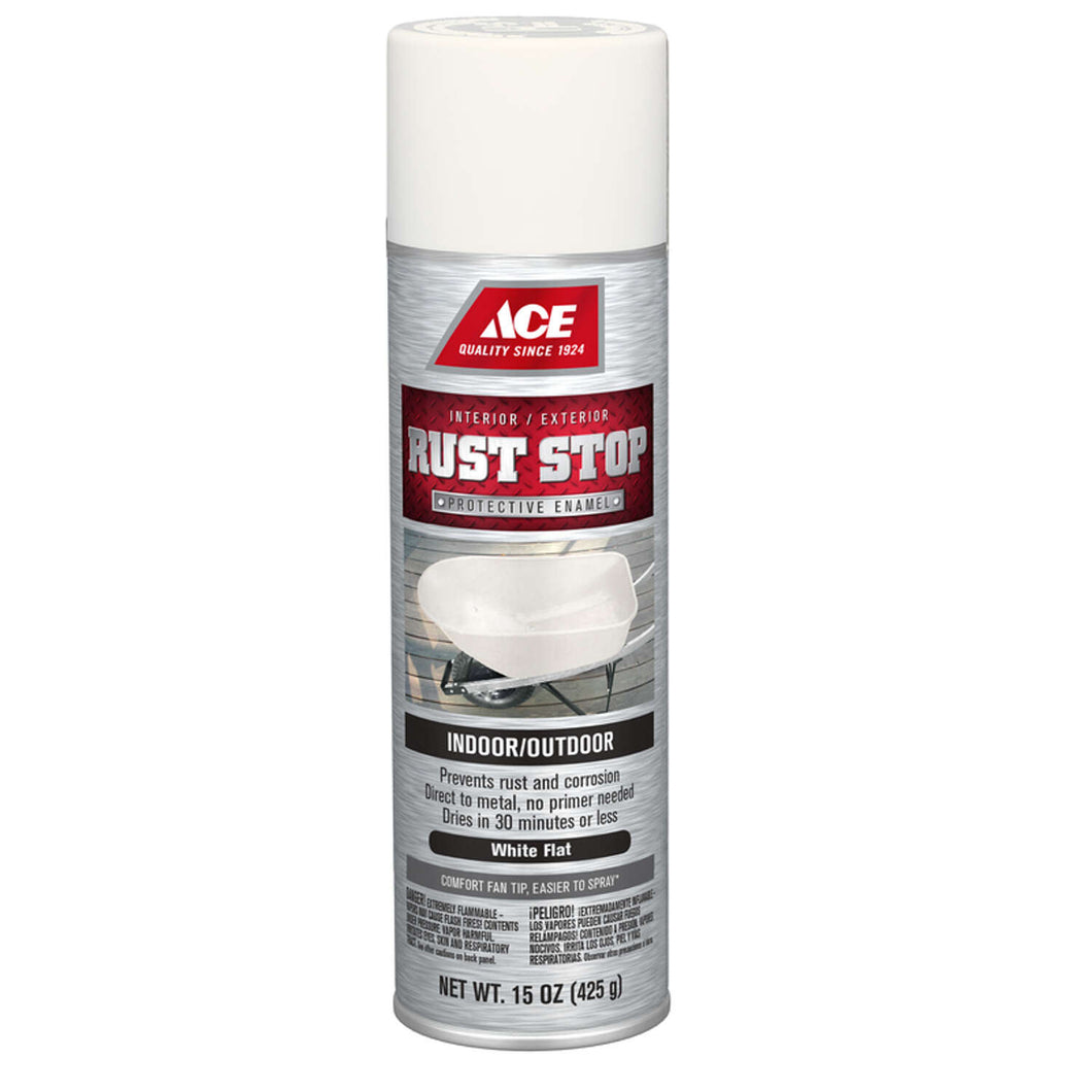 Ace Rust Stop Flat White Spray Paint 15 oz
