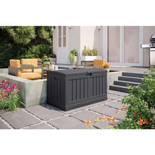 Load image into Gallery viewer, Suncast 37 in. W X 22 in. D Peppercorn Plastic Deck Box 50 gal