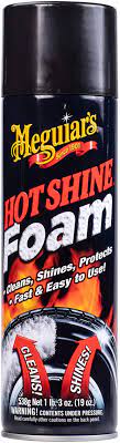 Meguiar's G13919 Hot Shine Tire Foam - Aerosol Tire Shine for Glossy, Rich Black Tires, 19 oz