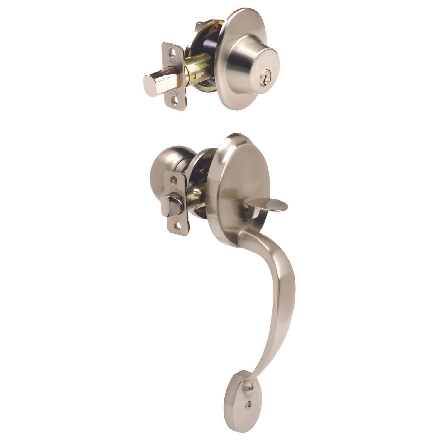 Ace Colonial Satin Nickel Entry Handleset ANSI Grade 2 1-3/4 in. Ace Colonial Satin Nickel Entry Handleset ANSI Grade 2 1-3/4 in.