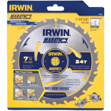 Load image into Gallery viewer, Irwin Marathon 7-1/4 in. D X 5/8 in. Carbide Circular Saw Blade 24 teeth 1 pk