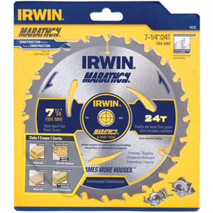 Irwin Marathon 7-1/4 in. D X 5/8 in. Carbide Circular Saw Blade 24 teeth 1 pk