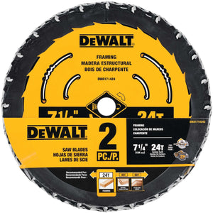 DeWalt 7-1/4 in. D X 5/8 in. Tungsten Carbide Tipped Circular Saw Blade Set 24 teeth 2 pk