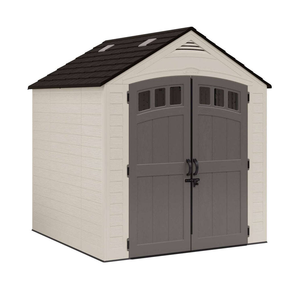 Suncast Cloverdale 7 ft. x 7 ft. Plastic Horizontal Peak Storage Shed with Floor Kit