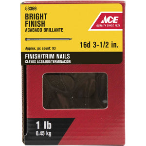 Ace 16D 3-1/2 in. L Finishing Bright Steel Nail Smooth Countersunk 1 lb.