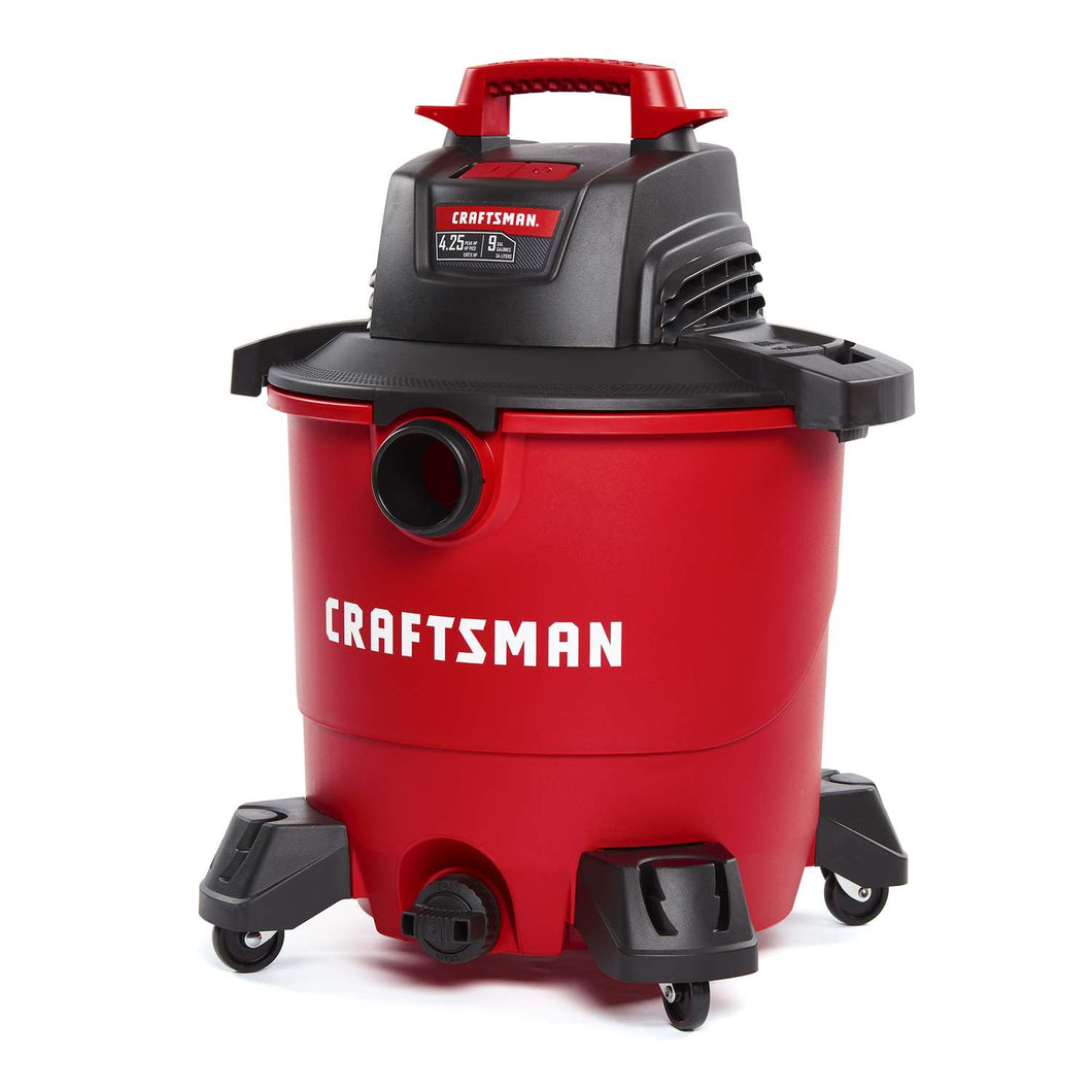 Craftsman 9 gal. Corded Wet/Dry Vacuum 8.3 amps 120 volt 4.25 hp Red 16 lb.