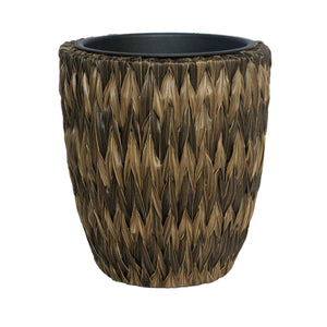 Infinity 16.5 in. H X 15 in. D PP Plastic Twisted Banana Leaf Planter Brown