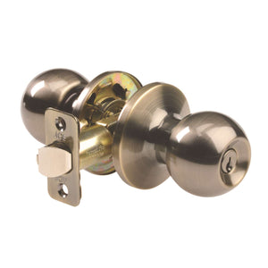 Ace Ball Antique Brass Entry Lockset ANSI/BHMA Grade 3 1-3/4 in.