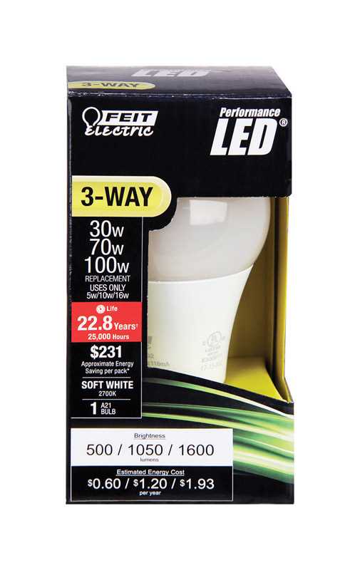 FEIT Electric A30 E26 (Medium) LED Bulb Soft White 30/70/100 Watt Equivalence 1 pk