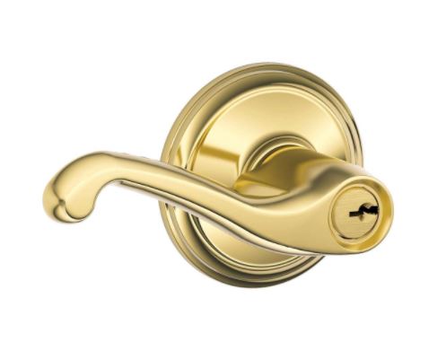 Schlage Flair Bright Brass Entry Lockset ANSI Grade 2 1-3/4 in.