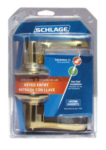Schlage Flair Bright Brass Entry Lockset ANSI Grade 2 1-3/4 in.