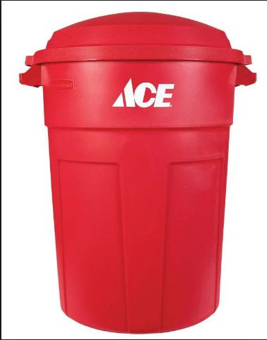 TRASH CAN 32GAL RED ACE