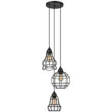 Load image into Gallery viewer, GLOBE ELECTRIC JORAH 3-LIGHT OIL RUBBED BRONZE CAGE CLUSTER PENDANT