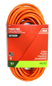 Ace Indoor or Outdoor 100 ft. L Orange Extension Cord 16/3 SJTW