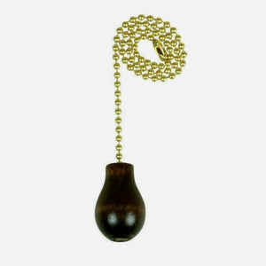 Jandorf PULL CHAIN 12" L Solid Brass w/ Decorative WALNUT