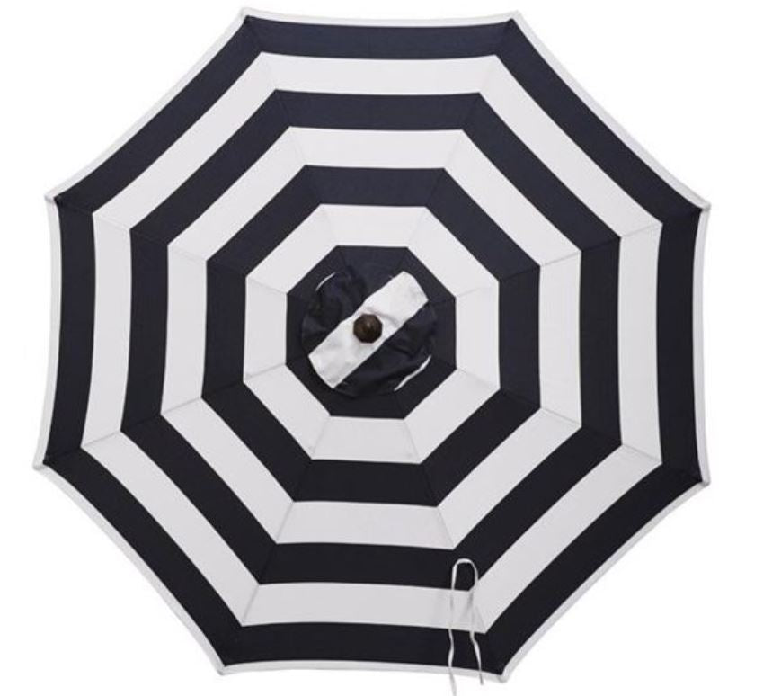 Living Accents 9 ft. Tiltable Navy White Stripe Market Umbrella