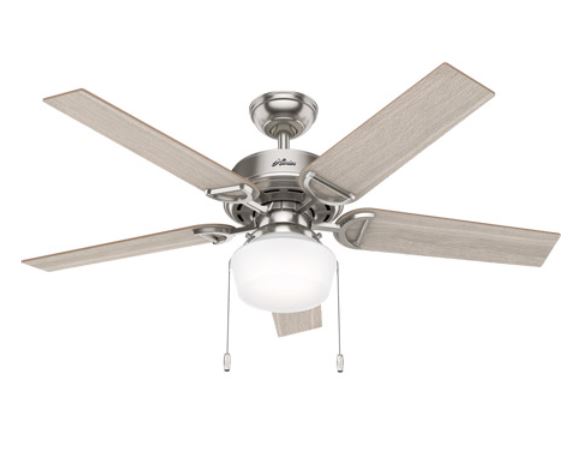 Viola 52 inch Brushed Nickel with Light Gray Oak/Natural Wood Blades Ceiling Fan